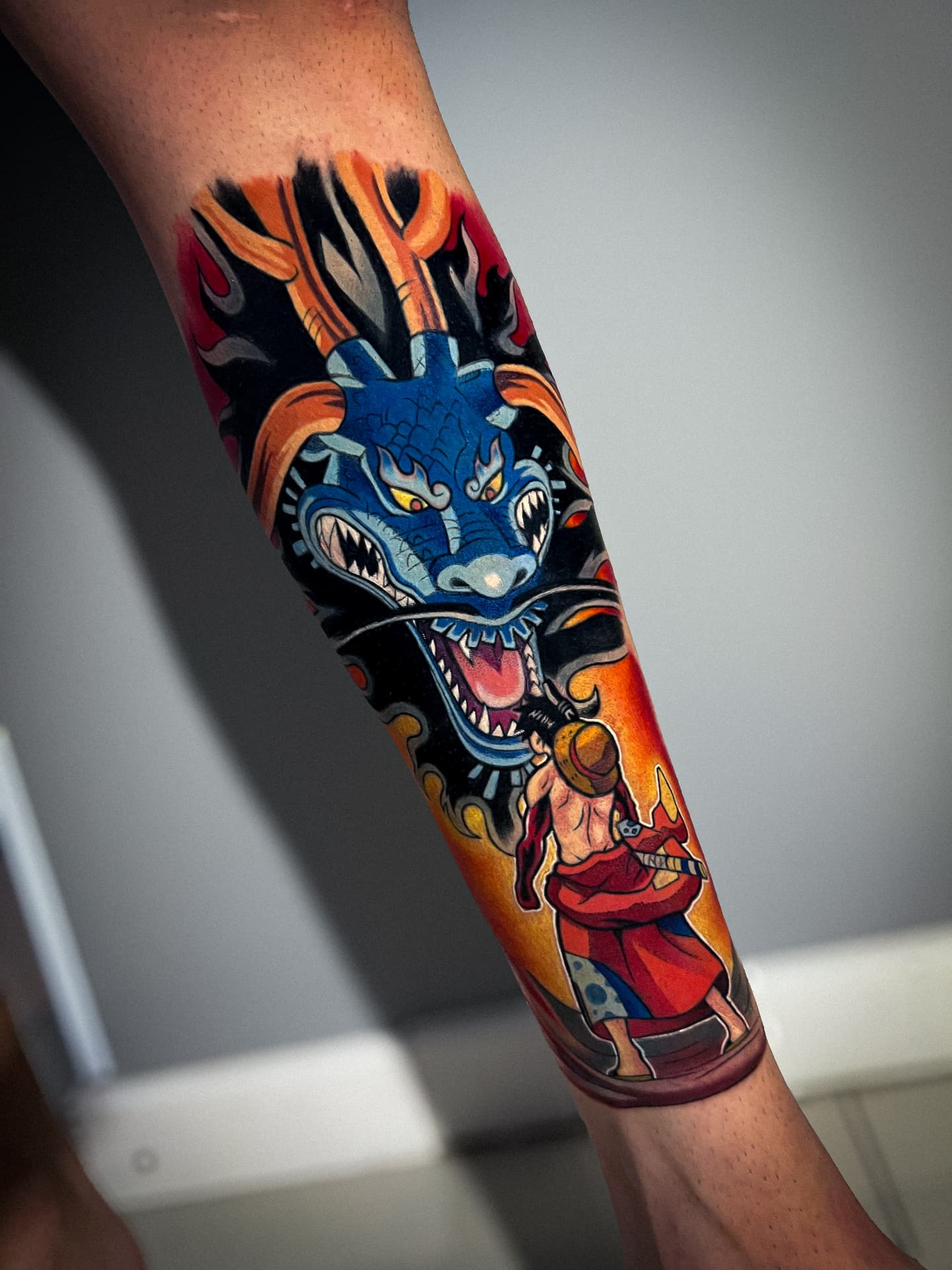 Tatuagem anime colorida de dragão por Braian