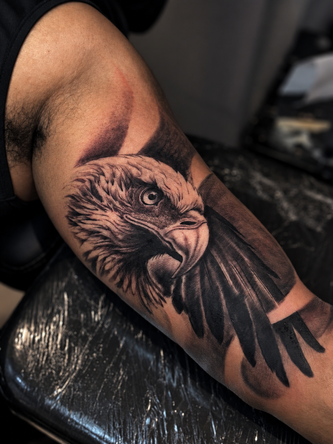 Tatuagem realista de águia por Cascio